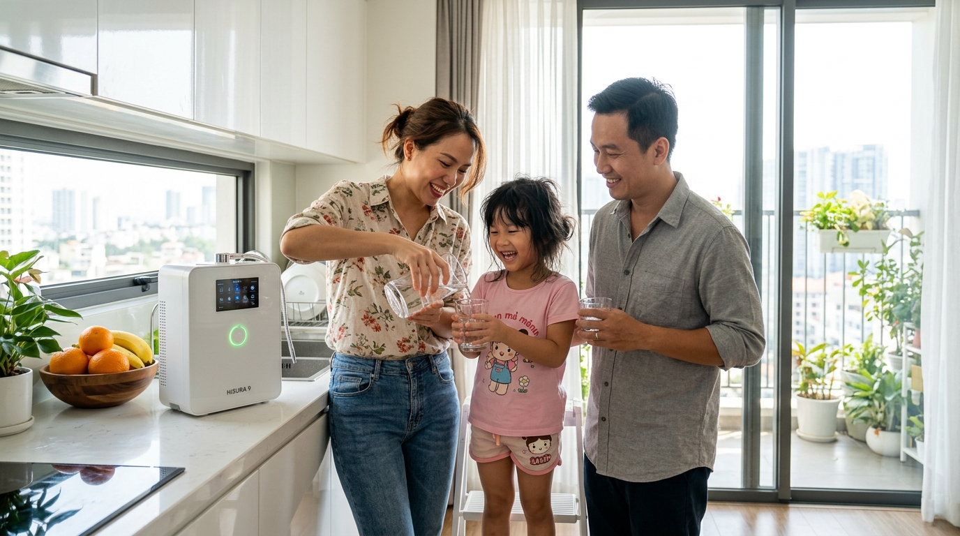Ảnh thật gia đình Việt nếm thử nước